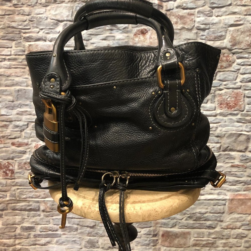 Black Chloe Handbag with Lock and Key